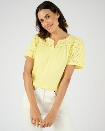 T-shirt broderie anglaise pur coton