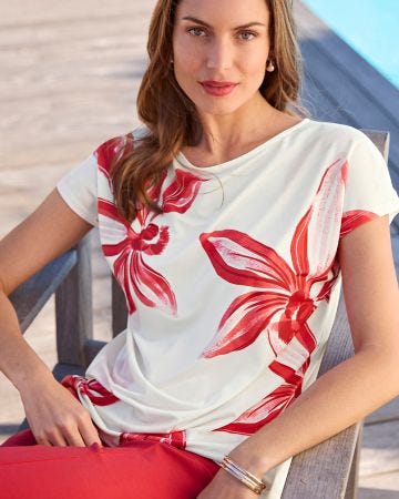 T-shirt crêpe imprimé devant