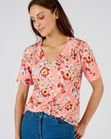 T-shirt fleuri viscose stretch