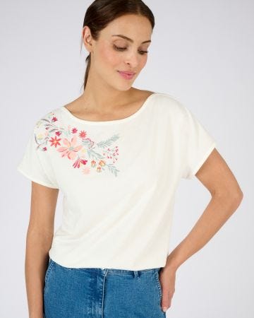 T-shirt broderie fleurs