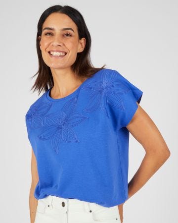 T-shirt broderie ton sur ton