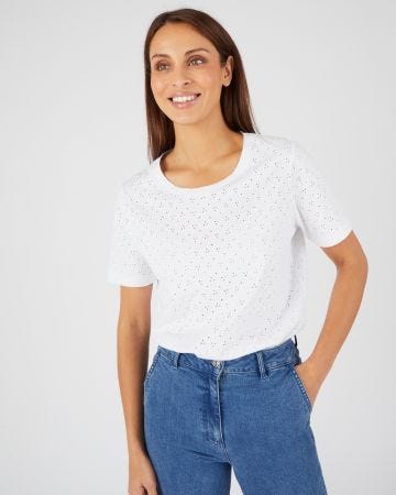T-shirt maille brodée pur coton