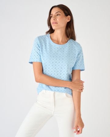 T-shirt maille brodée pur coton