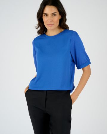 T-shirt bi-matière col bateau