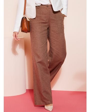 Pantalon large mélange lin et coton