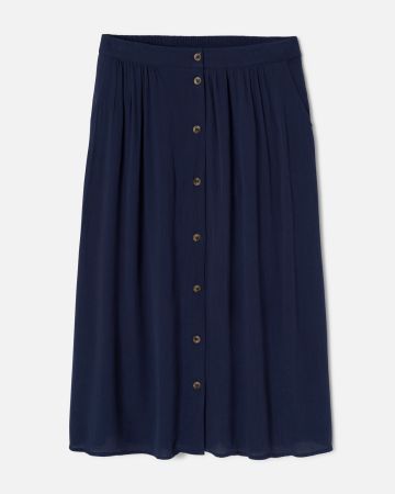 Jupe boutonnée en tissu créponné pure viscose