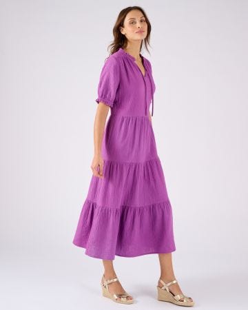 Robe à volants en gaze de coton