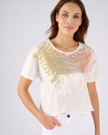 T-shirt motif placé fil brillant