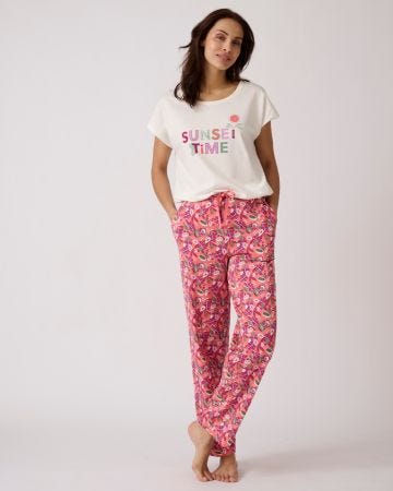 Pantalon de pyjama en maille jersey pur coton