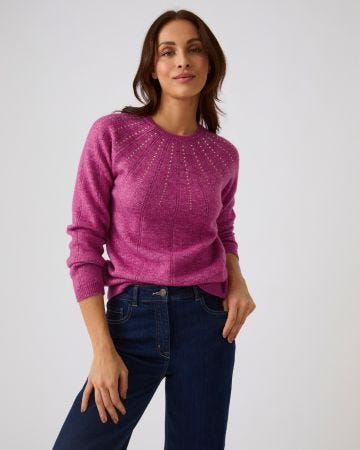 Pull maille ajourée et strass Thermolactyl