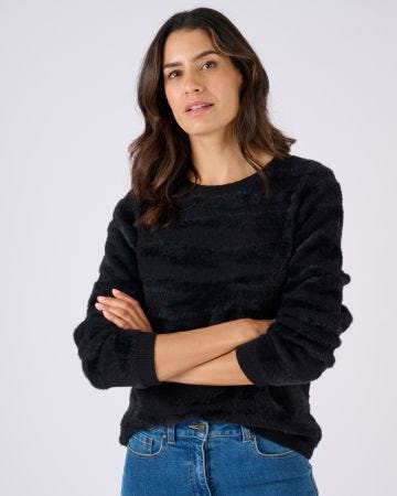 Pull motif zébré maille poilue