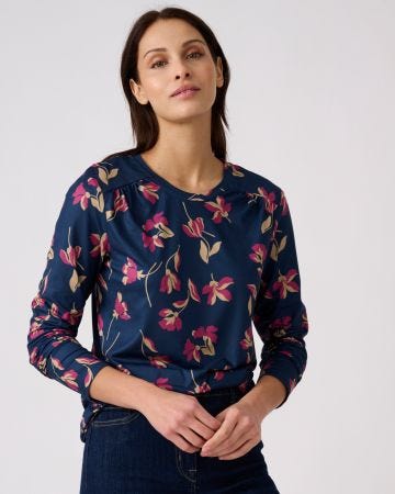 T-shirt maille chaude imprimé végétal