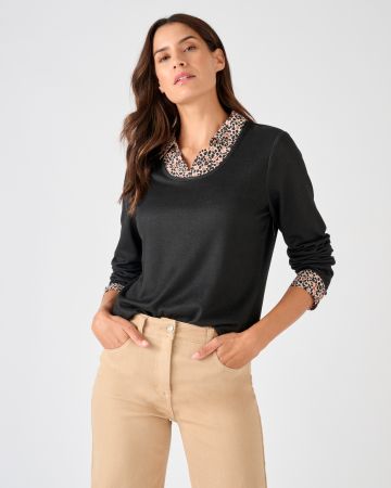 T-shirt effet 2 en 1 maille chaude