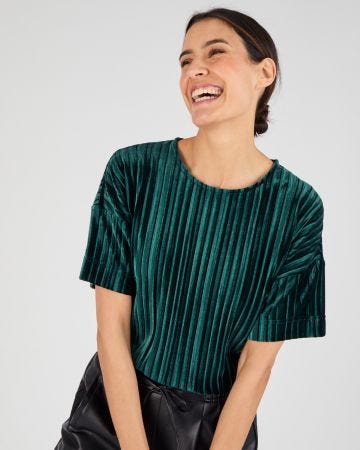 T-shirt en velours plissé satiné