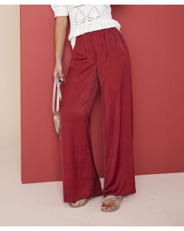 Pantalon large satiné