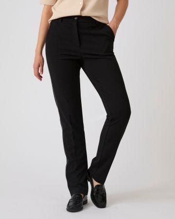 Pantalon maille crêpe stretch liserés côtés