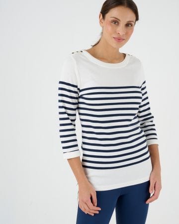 T-shirt uni ou rayé manches 3/4