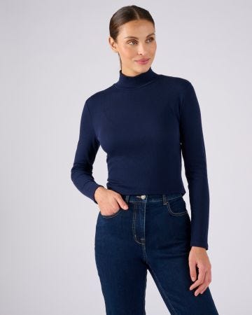 Sous-pull col montant maille côtelée Thermolactyl et soie