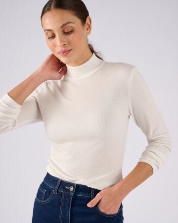 Sous-pull col montant Thermolactyl et soie en maille côtelée 