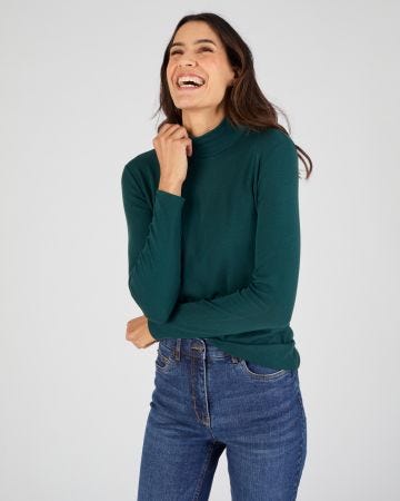 Sous-pull col montant Thermolactyl et soie en maille côtelée 