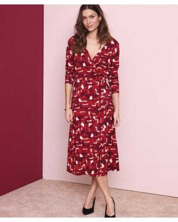 Robe maille effet cache-coeur viscose stretch