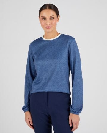 T-shirt maille chaude col volanté