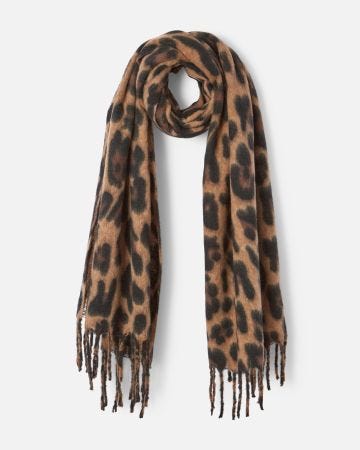 Echarpe à franges motif animalier