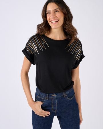 T-shirt maille jersey à sequins