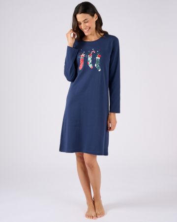 Chemise de nuit de Noël en maille jersey pur coton peigné