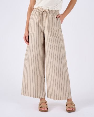 Pantalon large 7/8ème mélange lin