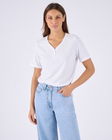 T-shirt col tunisien boutonné