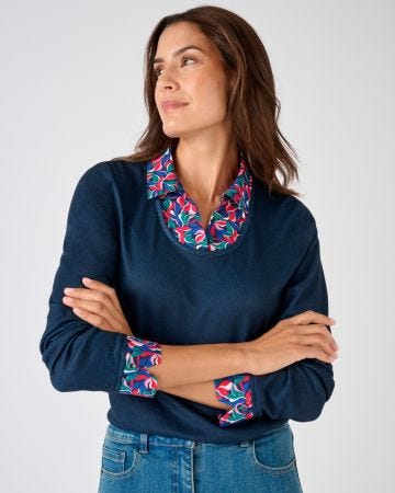 T-shirt effet 2 en 1 en maille chaude