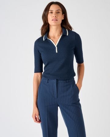 T-shirt maille pointelle, uni ou rayé