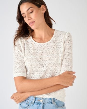 T-shirt maille jacquard reliéfée