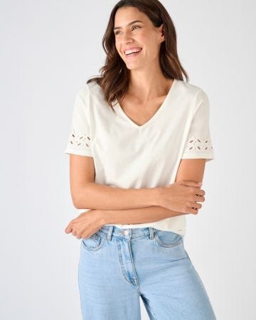 T-shirt détails fantaisie pur coton