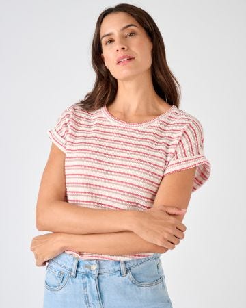 T-shirt maille jacquard rayée