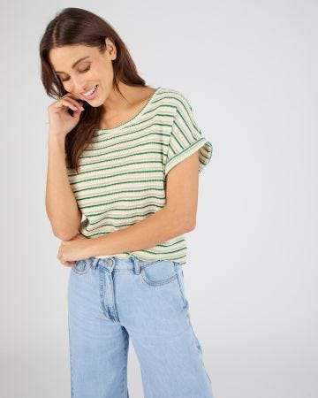 T-shirt maille jacquard rayée