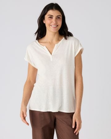 T-shirt mélange lin, détails tressés