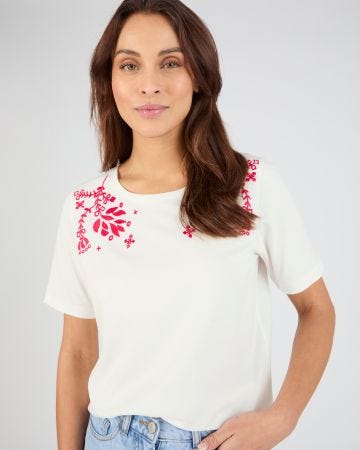 T-shirt brodé pur coton