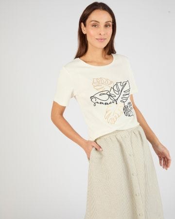 T-shirt brodé pur coton