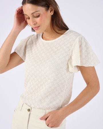 T-shirt maille jacquard reliéfée