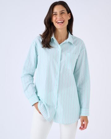 Chemise rayée en popeline