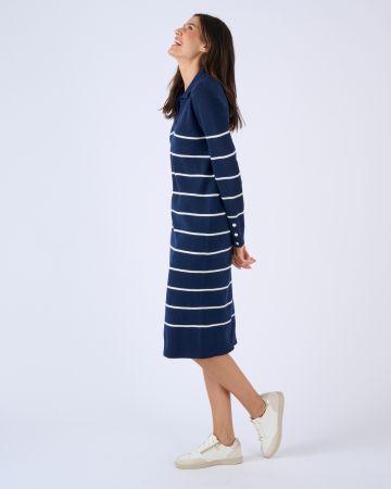 Robe-pull col polo rayée