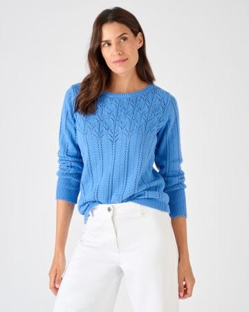 Pull jeu de maille ajourée