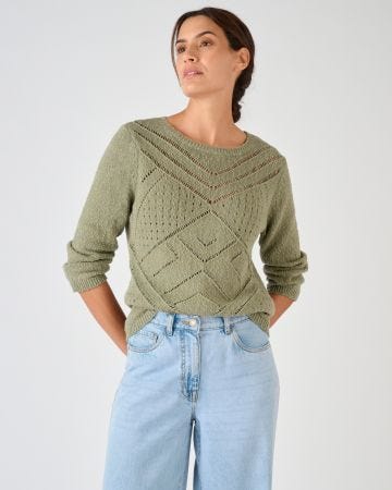 Pull maille ajourée pur coton