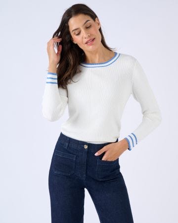 Pull côtes plates fantaisie