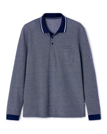 Polo manches longues en maille piquée