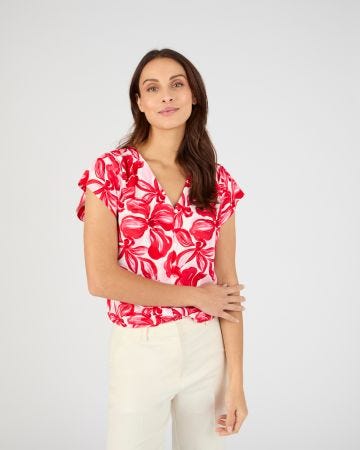 Blouse à smocks en pure viscose