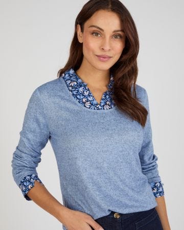 T-shirt maille chaude effet 2 en 1