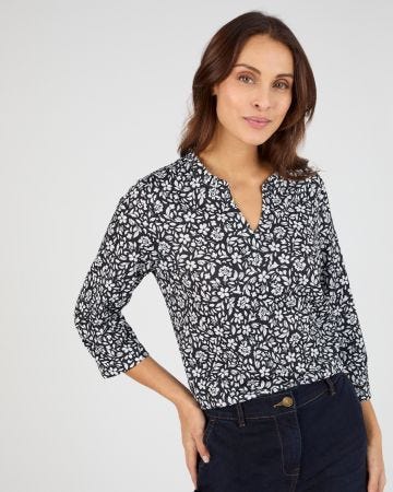 T-shirt maille texturée fleurie